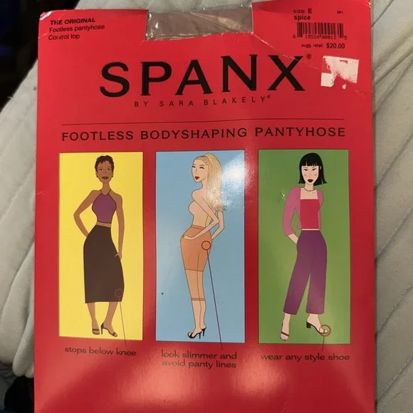 SPANX‎ FOOTLESS BODYSHAPING PANTYHOSE Sz E Control Top Spice Below Knee NEW