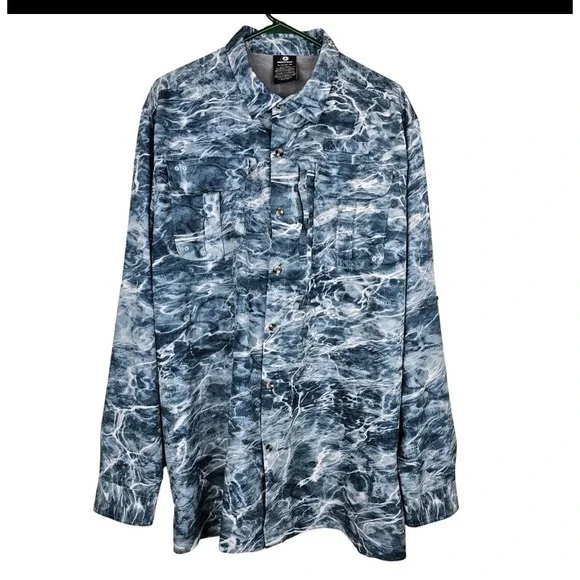 Mossy Oak Elements Long Sleeve Water Camo Fishing Hunting Vented Shirt 2XL‎