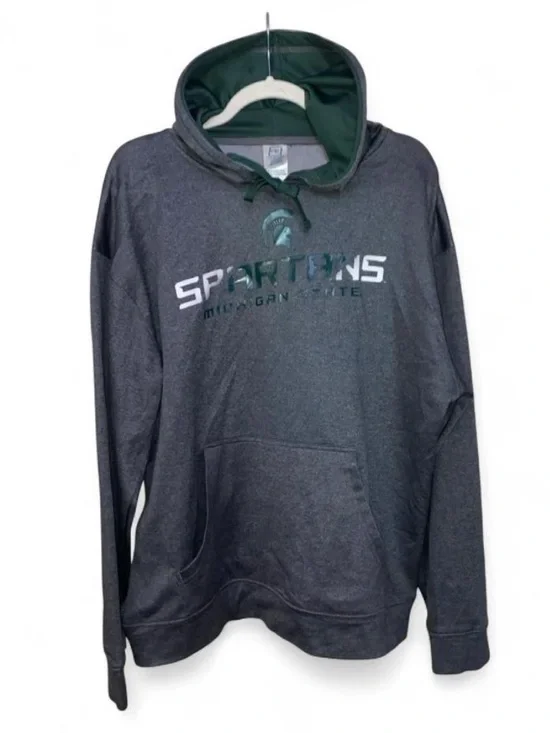 Michigan State Spartans Charcoal Gray ProEdge Fleece Lined Hoodie Size L 42/44