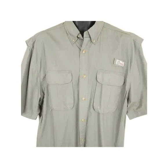 World Wide Sportsman Fishing Shirt Mens Size Large Green Vented