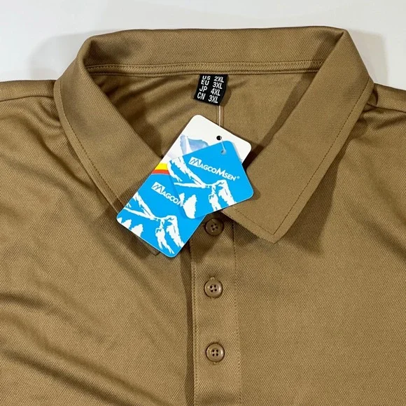 MAGCOMSEN Tactical Polo Shirt Mens 2XL Tan NWT Moisture Wicking Gorpcore Utility