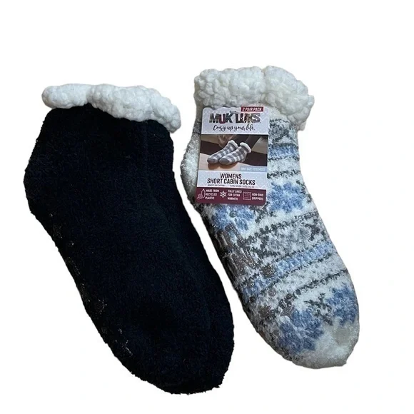 Muk Luks Women’s Short Cabin Sox - Two Pairs - One Size Fits Most 6-10