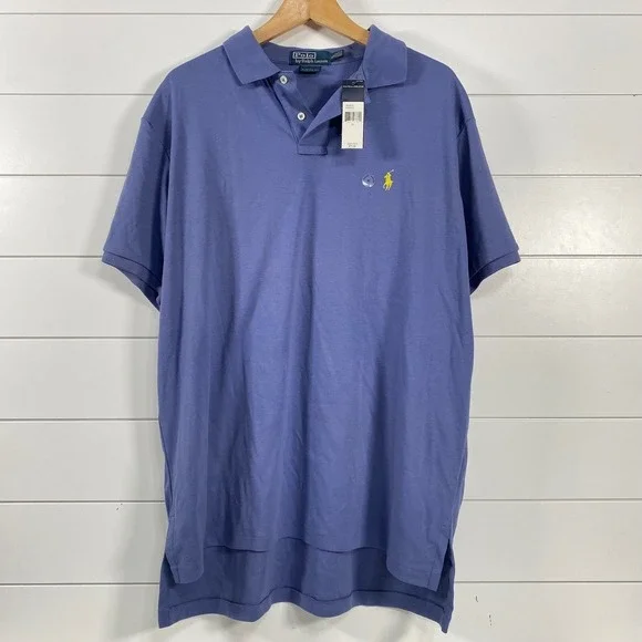 Polo Ralph Lauren Mens Custom‎ Fit Polo Shirt sz XL Purple 100% Cotton Preppy