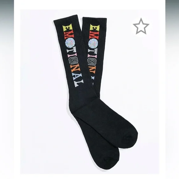 New! Broken Promises Emotional Black Crew Socks