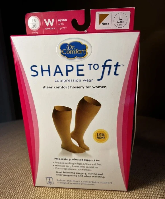 Dr. Comfort Shape to Fit Compression Hosiery-Size Large -Nude - 15-20 mmHg