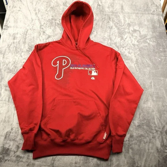Philadelphia Phillies Majestic Hoodie Medium MLB Authentic Therma‎ Base Fleece