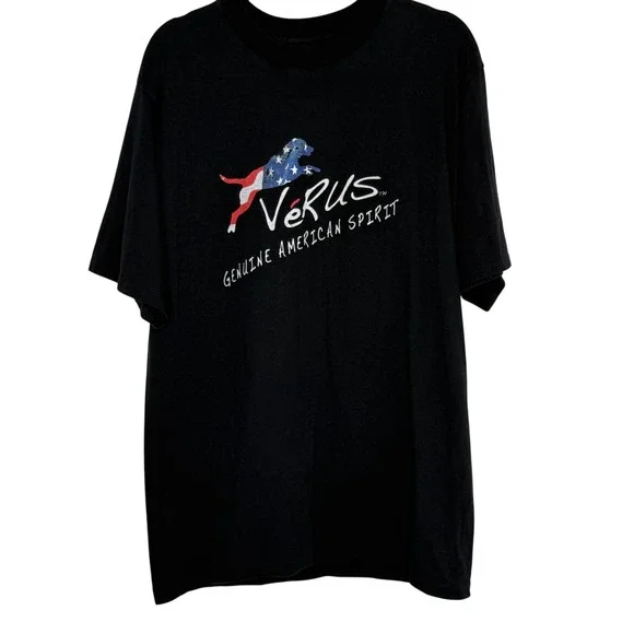Vintage Eagle USA Men's ‎ L  Verus Genuine American Spirit Black T-Shirt  Cotton
