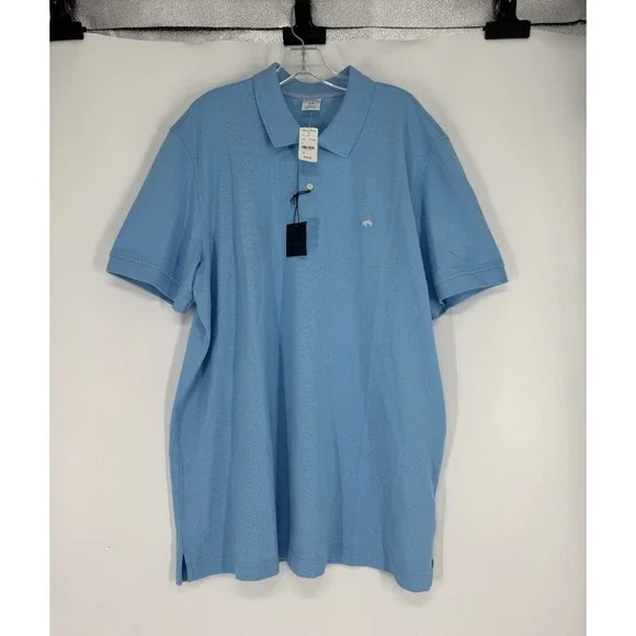 Brooks Brothers Performance Polo Shirt  Slim Fit Mens 2XL Logo Blue Short Sleeve