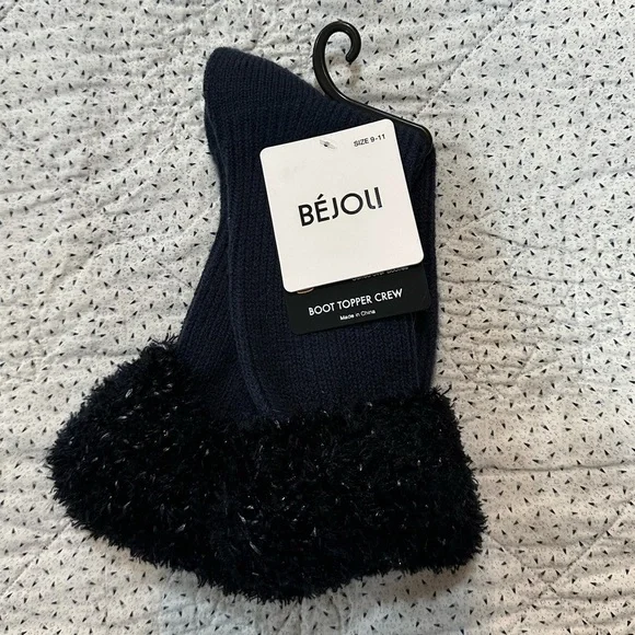 Bejoli Fluff Cuff Boot Topper Crew - Indigo