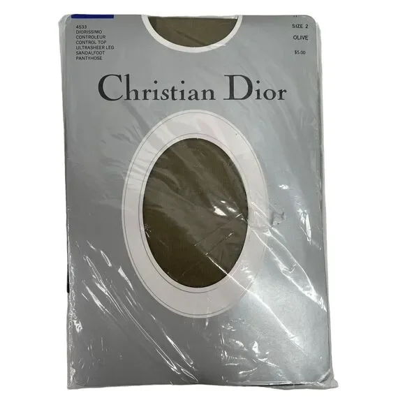 Vtg Christian Dior Panty Hose Stockings Nylons Olive Size 2 Fits 155-170 lbs USA