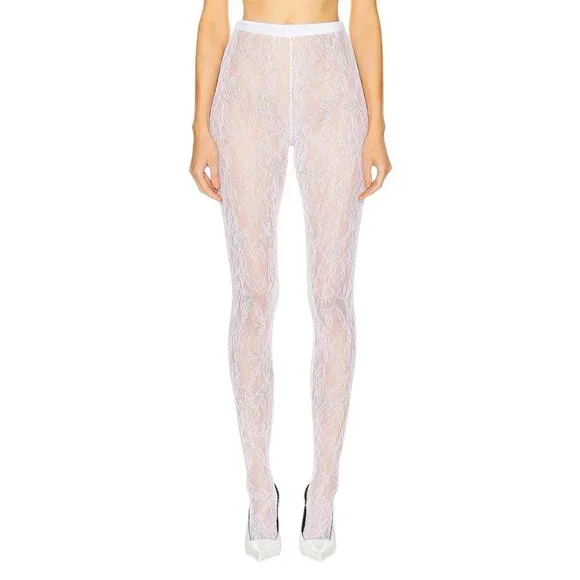 WARDROBE.NYC Lace Tights in Off White New Womens Nylons Pantyhose