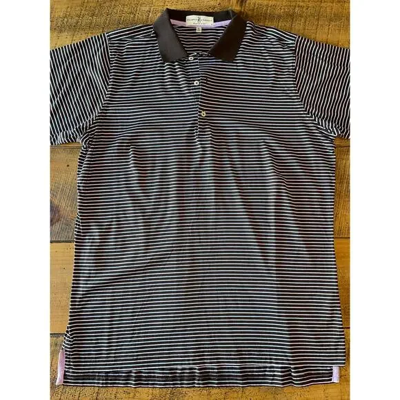Mens Fairway and‎ Greene Mercerized Cotton Brown Striped Golf Polo Size XL