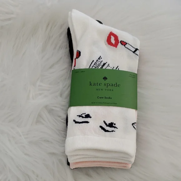 Kate Spade Crew Socks Set Of 3 NWT Size 4-10