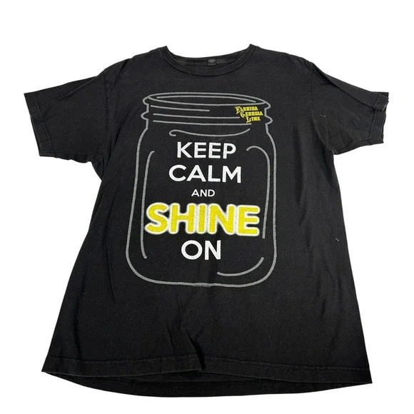 Florida Georgia Line Mens M Black Keep Calm And Shine On Graphic T-Shirt Tultex