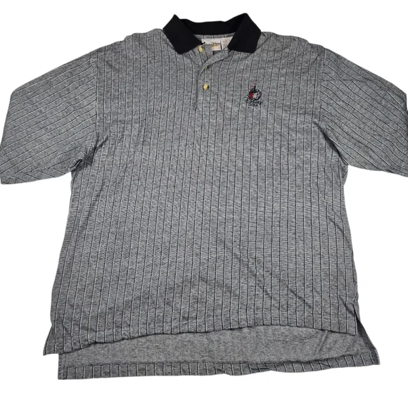 VTG Walt Disney World Mickey Mouse Disney Golf 90s Striped Mens Polo Shirt Sz XL