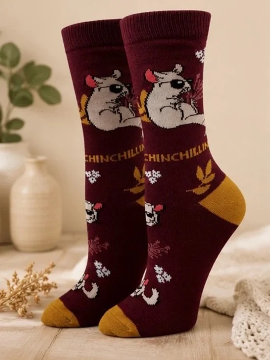 NWT Sock Harbor Chinchillin’ Chinchilla Crew Socks | Cozy Fall Novelty Gift