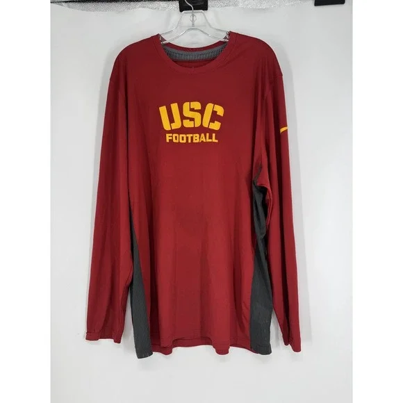 Nike USC Trojans Football T Shirt Mens 2XL Graphic Long Sleeve Performance Tee