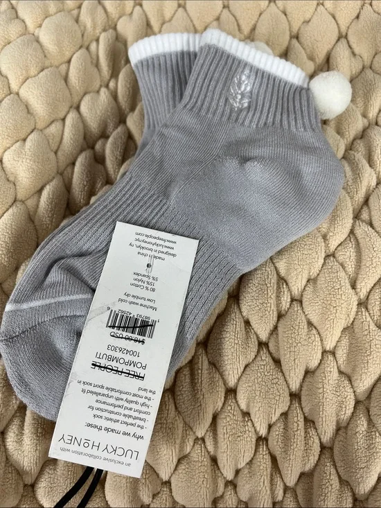 Free People Gray Pom Pom Socks New