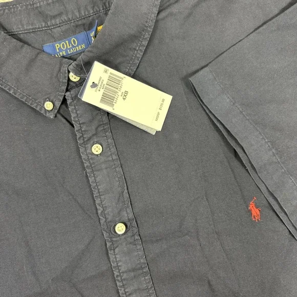 NWT Polo Ralph Lauren Button Down Mens 4XB‎ Navy SHort Sleeve Classic Fit Oxford