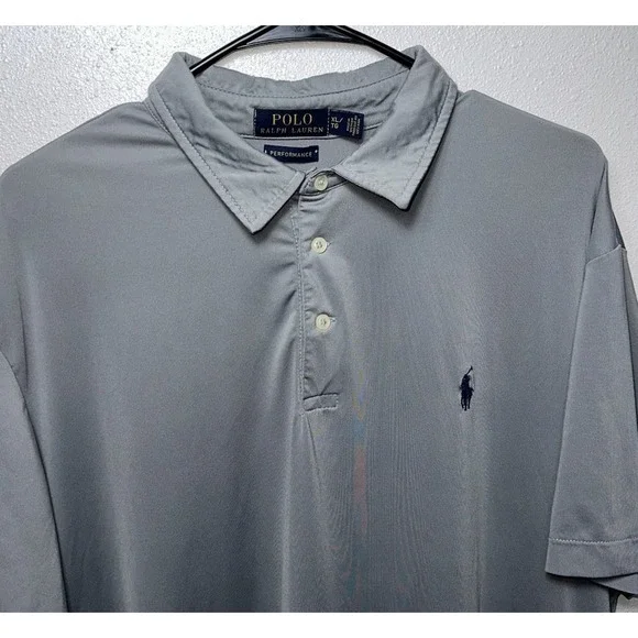 Ralph Lauren Polo Shirt Mens‎ XL Gray Performance Golf Stretch Wicking Pony