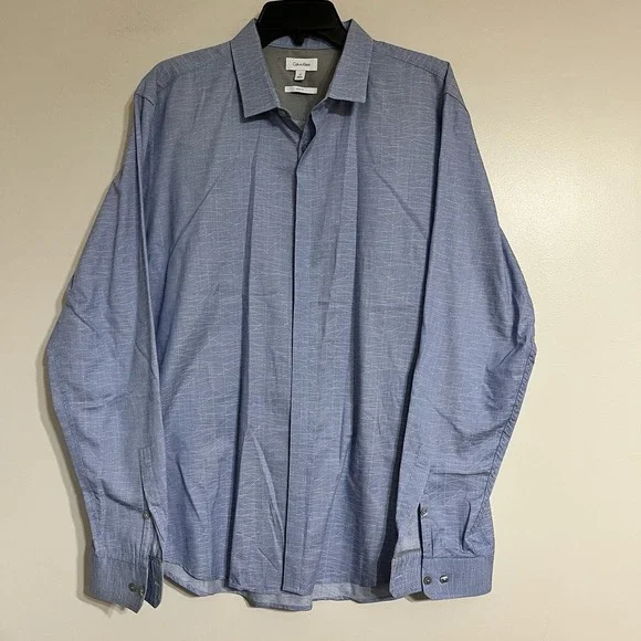 Calvin Klein Men's‎ Slim Fit Long Sleeve Geometric Print Button Down Shirt Sz XL