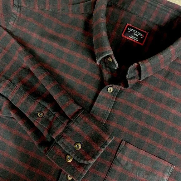UNTUCKit Men's Flannel Rully Navy‎  Blue Large Outdoor