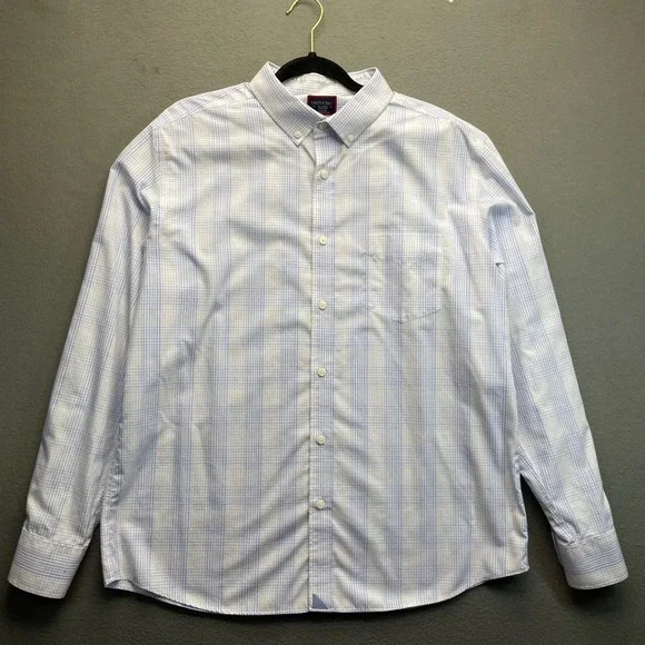 UNTUCKit Men Shirt XL Wilridge WF Blue Plaid Cotton Wrinkle Free Casual 40465‎