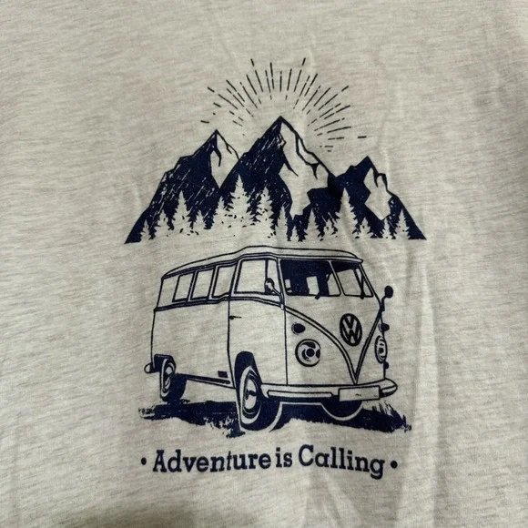 Volkswagen Van Bus T-Shirt Adult Large Cotton/Poly Adventure Is Calling Mountain