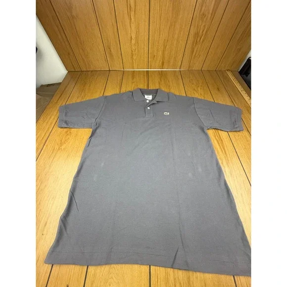 Lacoste Mens Polo Shirt‎ Size 7 Gray Cotton Short Sleeve Classic Casual