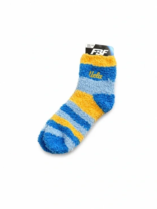 UCLA Striped Fuzzy Socks - Blue & Gold