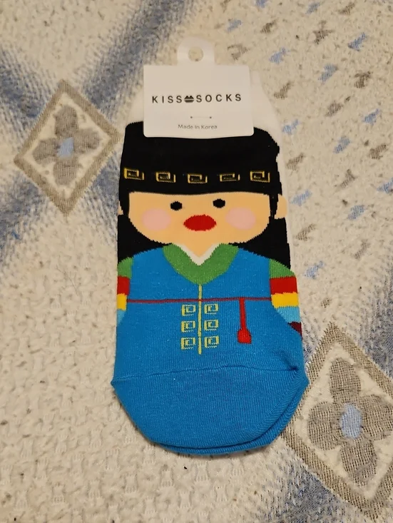 Kiss Socks Blue Black Multicolor Girl Novelty Ankle Socks