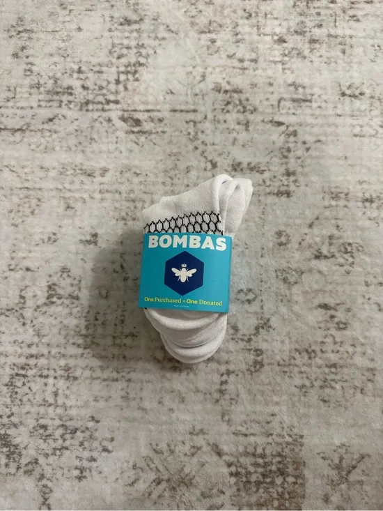 Bombas White Crew Socks with Honeycomb Detail