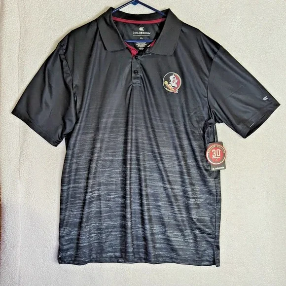 Colosseum Mens XL Florida State Seminoles Brand New Polo ombre‎ black to gray