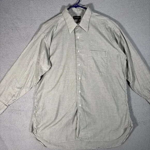 Gitman Brothers Shirt Men's Size 17 33 Button Up‎ Gray Check Plaid Made in USA