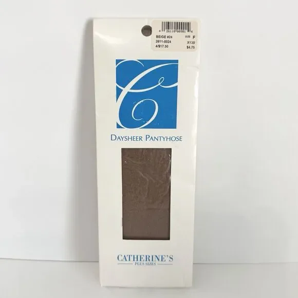 Catherines Day Sheer Pantyhose 1 Pair Plus Size F 400 lbs to 450 lbs Beige #24