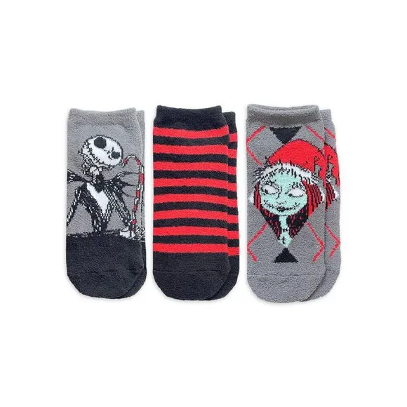 Nightmare Before Christmas Women's Holiday Cozy No Show Socks, 3-Pack, Size 4-10