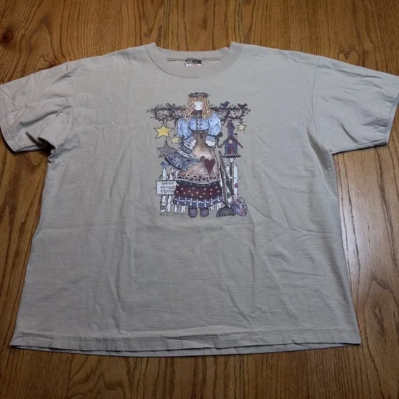 VINTAGE Reed Baxter Men's XL Never Enough Thyme Angel Shirt Country Heartworks‎