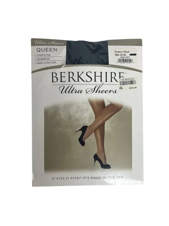 Berkshire Ultra Shears Pantyhose Control Top Sandlalfoot Fantasy Black 1X/2X New
