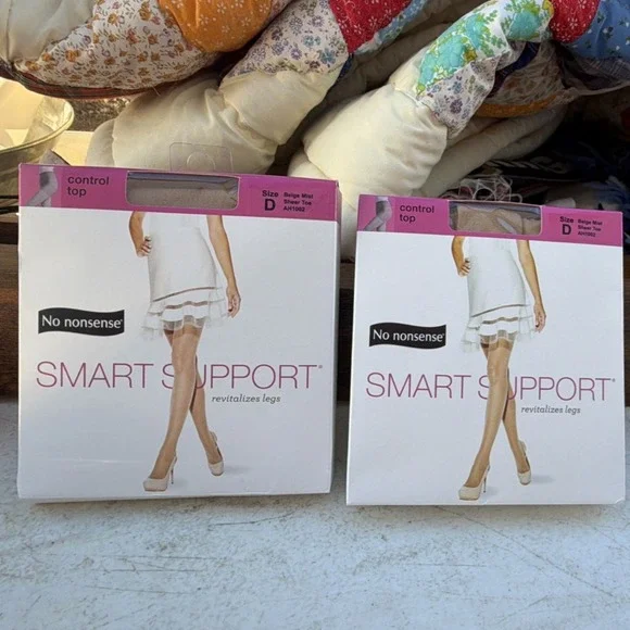 No nonsense Smart Support Control Top Pantyhose Size D Beige Mist 1 pair