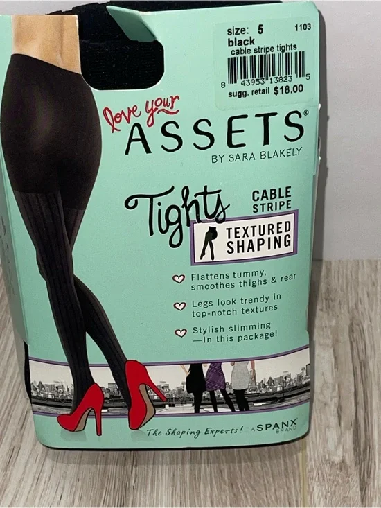 New Assets Cable Stripe Black Tights Size E