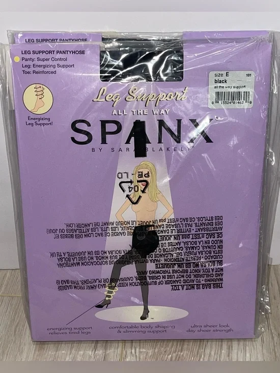 NEW SPANX ALL THE WAY TIGHTS STOCKINGS BLACK SIZE E 2 PAIR