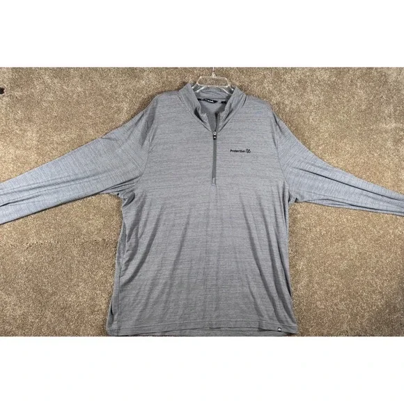 Travis Mathew Mens 3XL‎ Gray Performance Quarter Zip Long Sleeve Pullover w/logo
