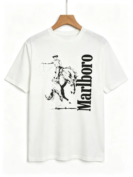Western Cowboy Marlboro 90s Style Graphics Womens Mens T-shirt Unisex