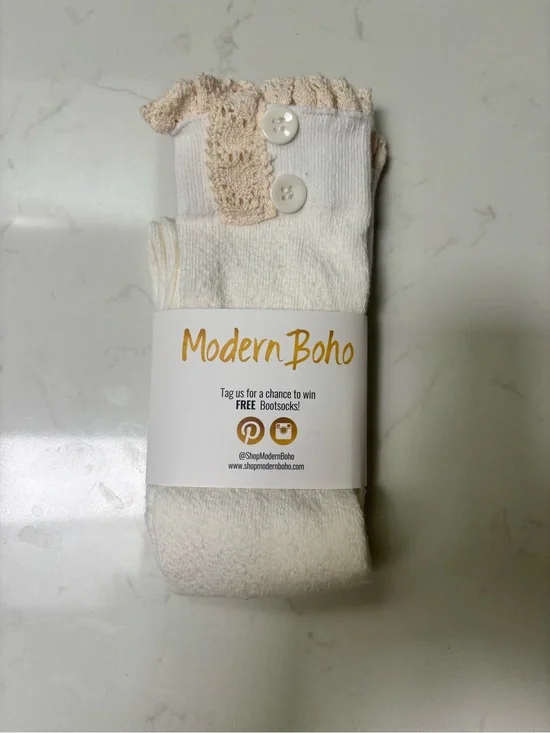 Cream Knit Boot Socks