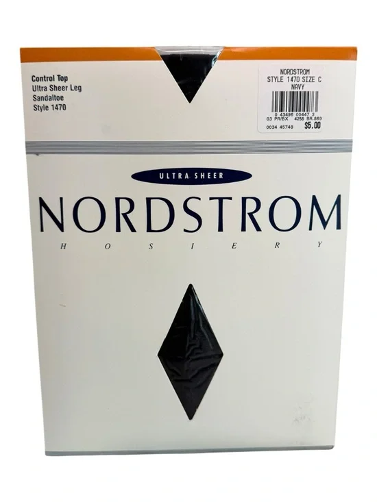 Vintage Nordstrom Hosiery Pantyhose Control Top Ultra Sheer 1470 Size C Navy