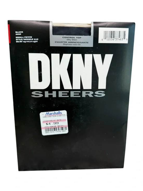 1997 DKNY  Sheers Silky Sheer Control Top Pantyhose Style 113 Size Small Black