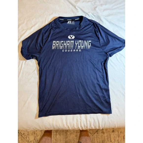 Russell‎ Athletic BYU Cougars Mens Navy Blue Performance Graphic T-Shirt Large