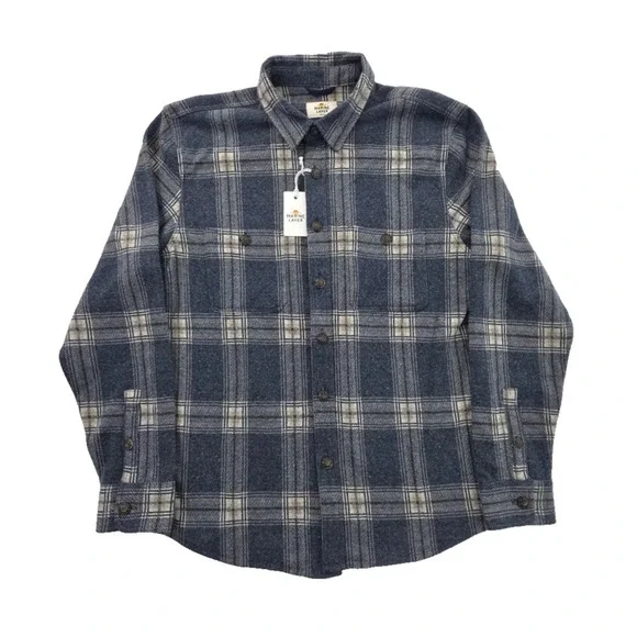 Marine Layer Pacifica Stretch Twill Shirt Mens Medium Blue Plaid $148 NWT NEW