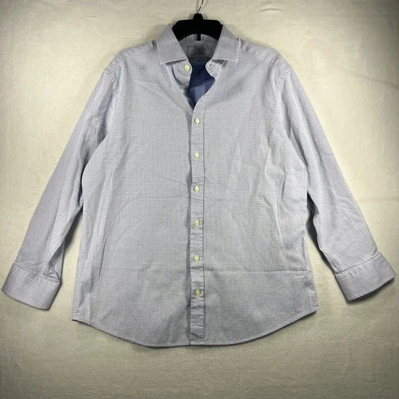 Charles Tyrwhitt Slim Fit‎ Blue Gingham Dress Shirt Mens 17 1/2-34