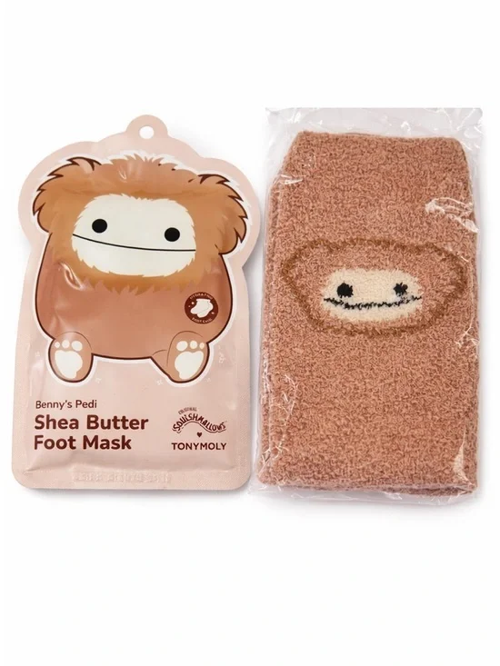 Squishmallows Benny’s Pedi TONYMOLY Shea Butter Foot Mask and Socks Set NWOB